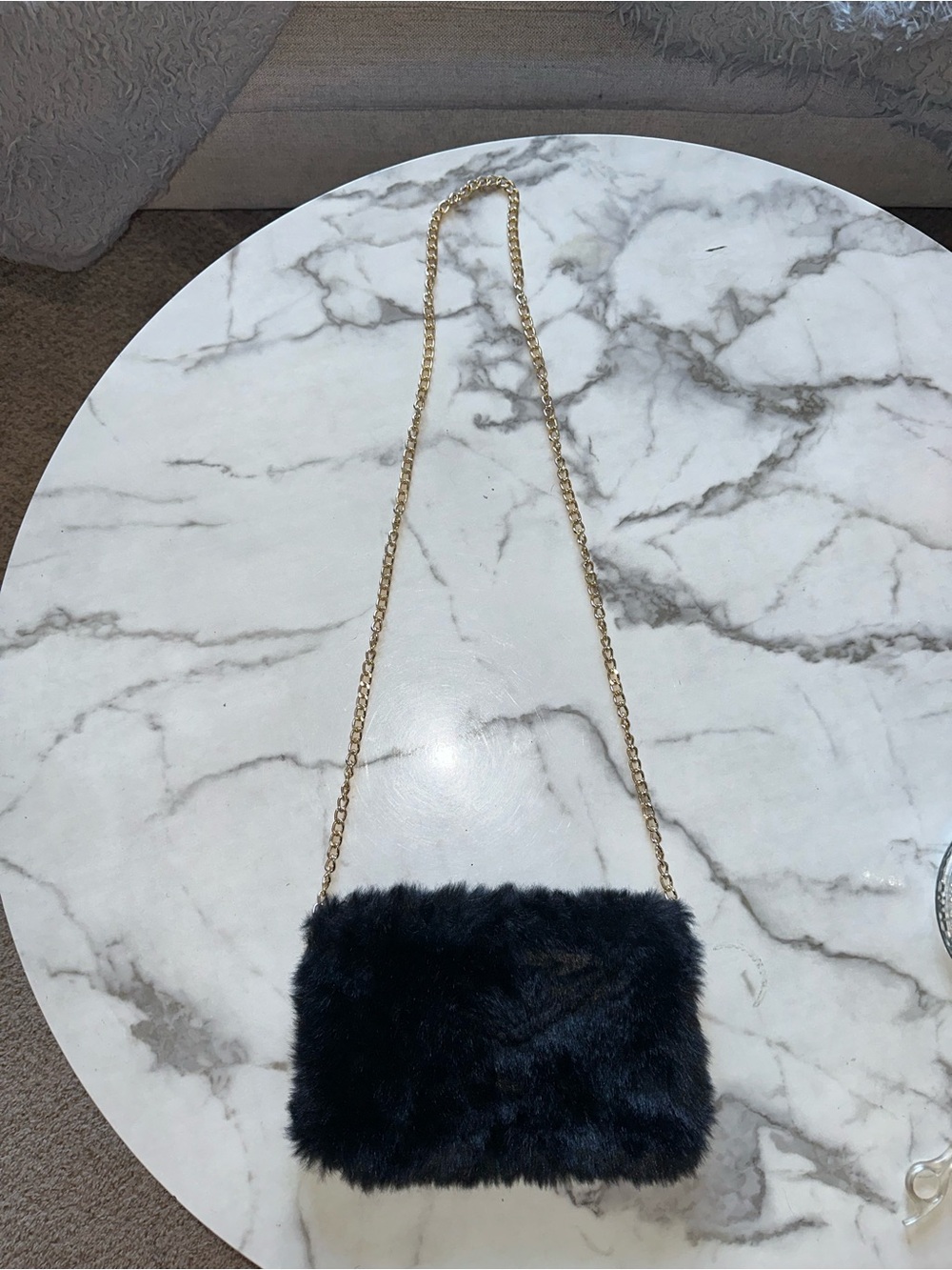 Black Faux Fur Chain Shoulder Bag - Women's Fashion - Picture 2 of 6